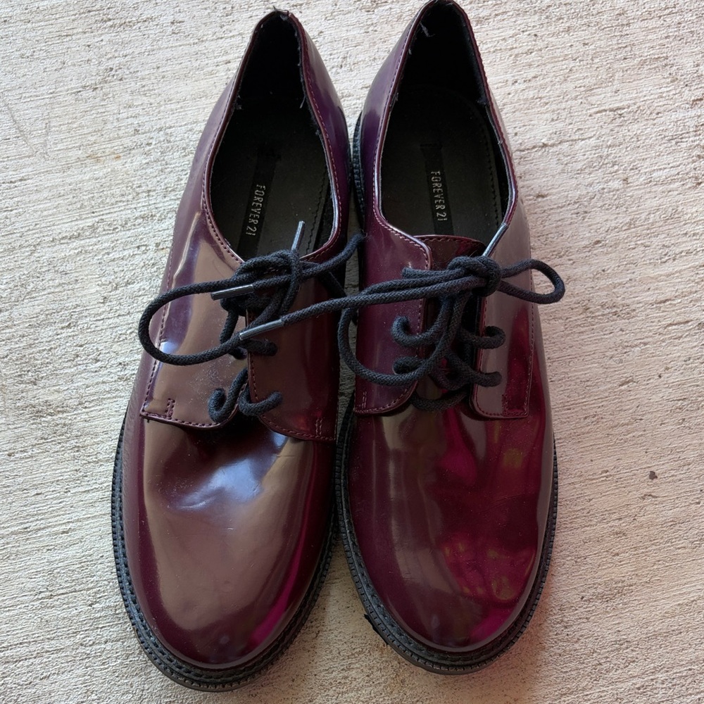 Forever 21 Patent Oxford Shoes in Deep Wine and Black